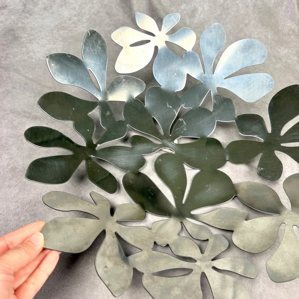 Ikea Stockholm Monika Mulder Bowl Centerpiece Stainless Steel Floral Leaf 17
